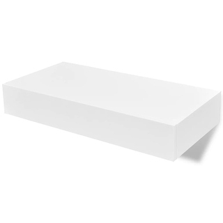 Floating Wall Shelves Storage Display Shelf White Room Shelving MDF W// Drawer